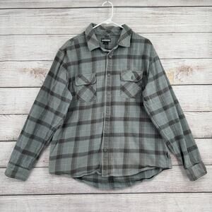 Florence Marine X Plaid Flannel Shirt Mens Large Gray Green Blue